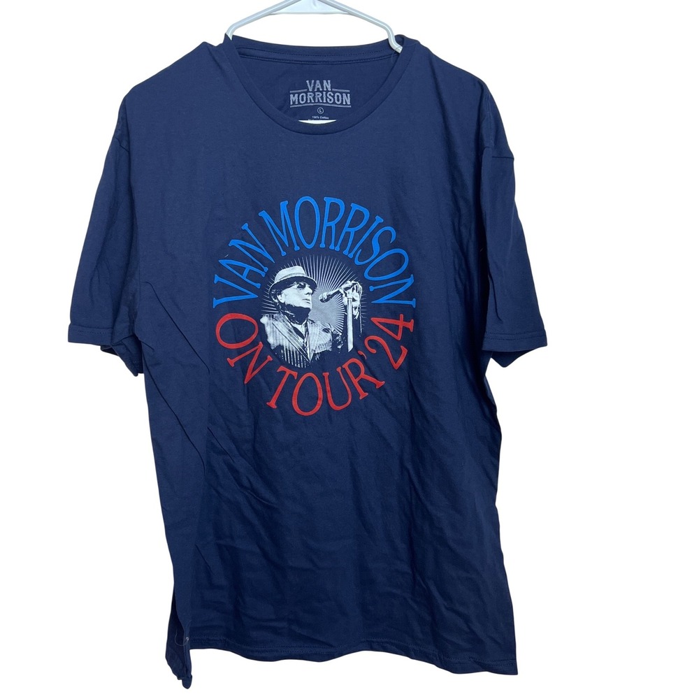Van Morrison On Tour 24 Concert T-Shirt Navy Blue Mens Large California‎ Dates